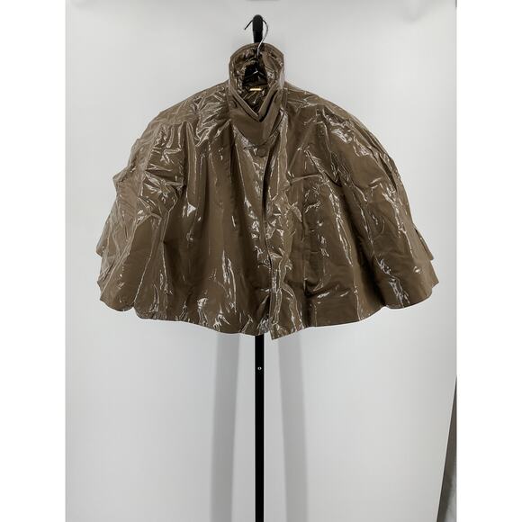 Chlo� Brown Cotton Cropped Lacquered Capelet Jacket Size S - NWT - Picture 2 of 5